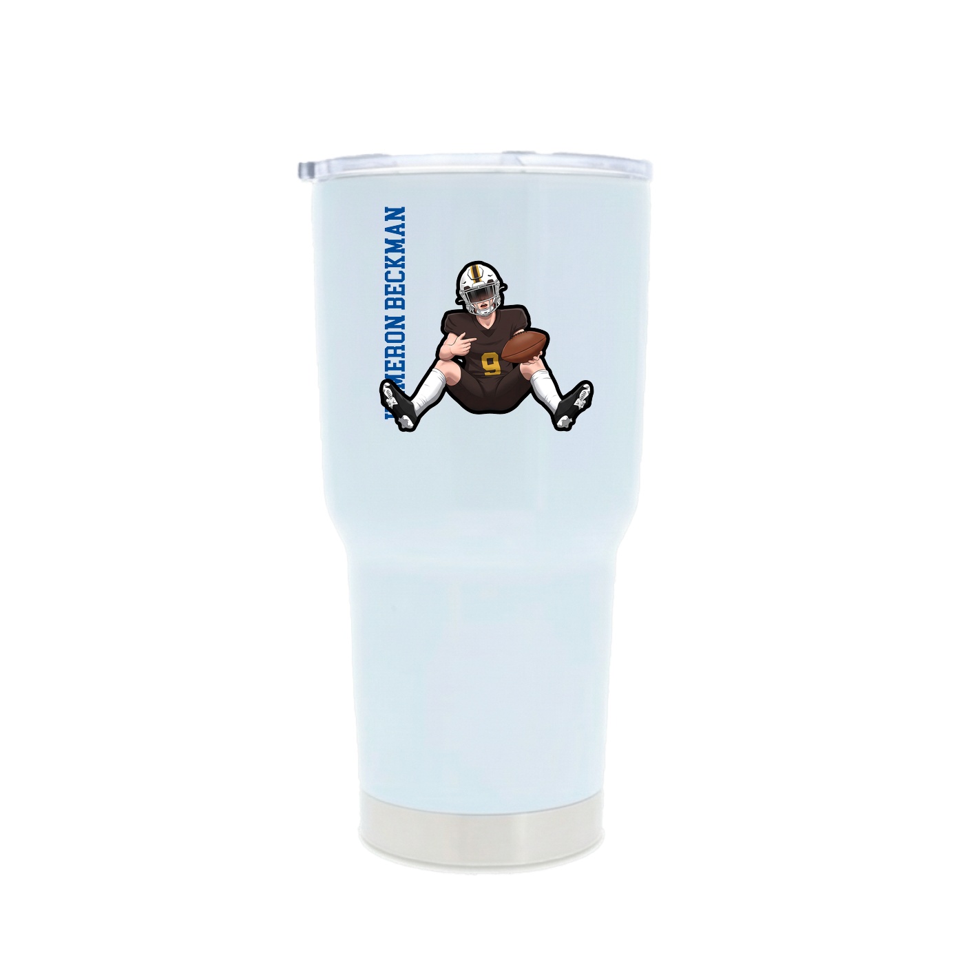30oz Stainless Steel Tumbler — Name Vertical in White