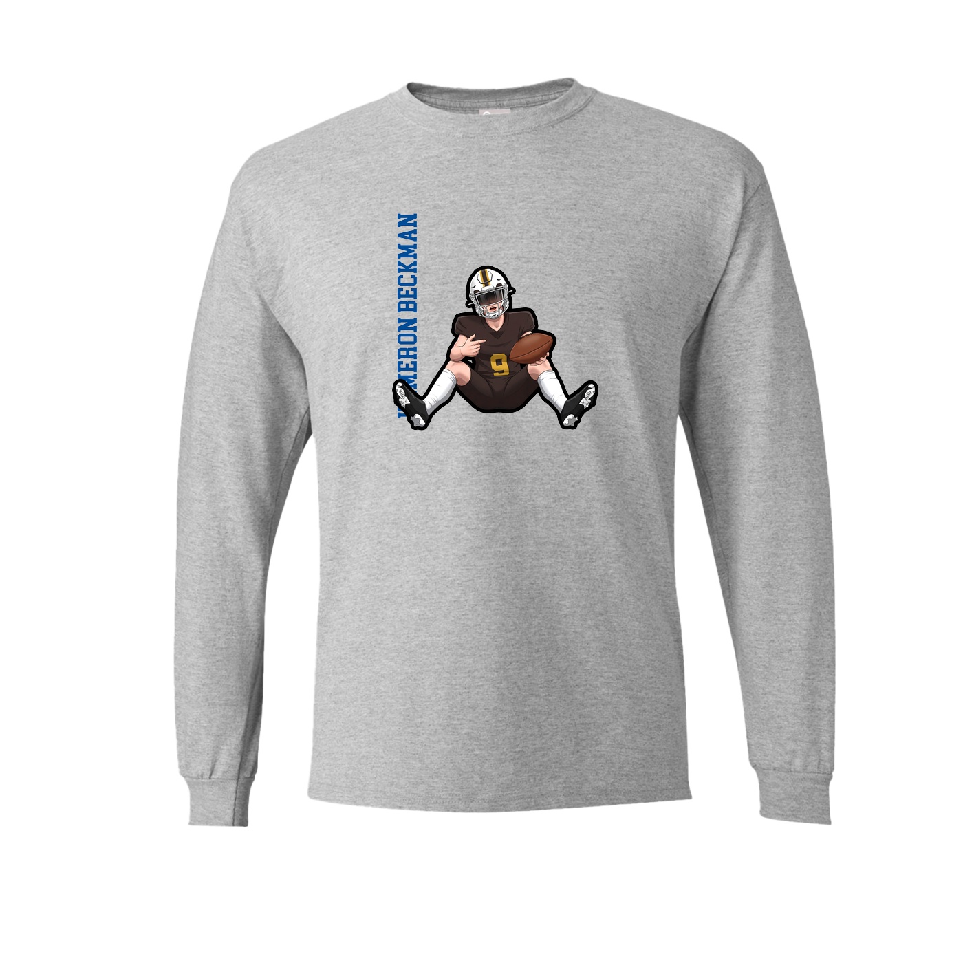 Long Sleeve Tee — Name Vertical in Grey