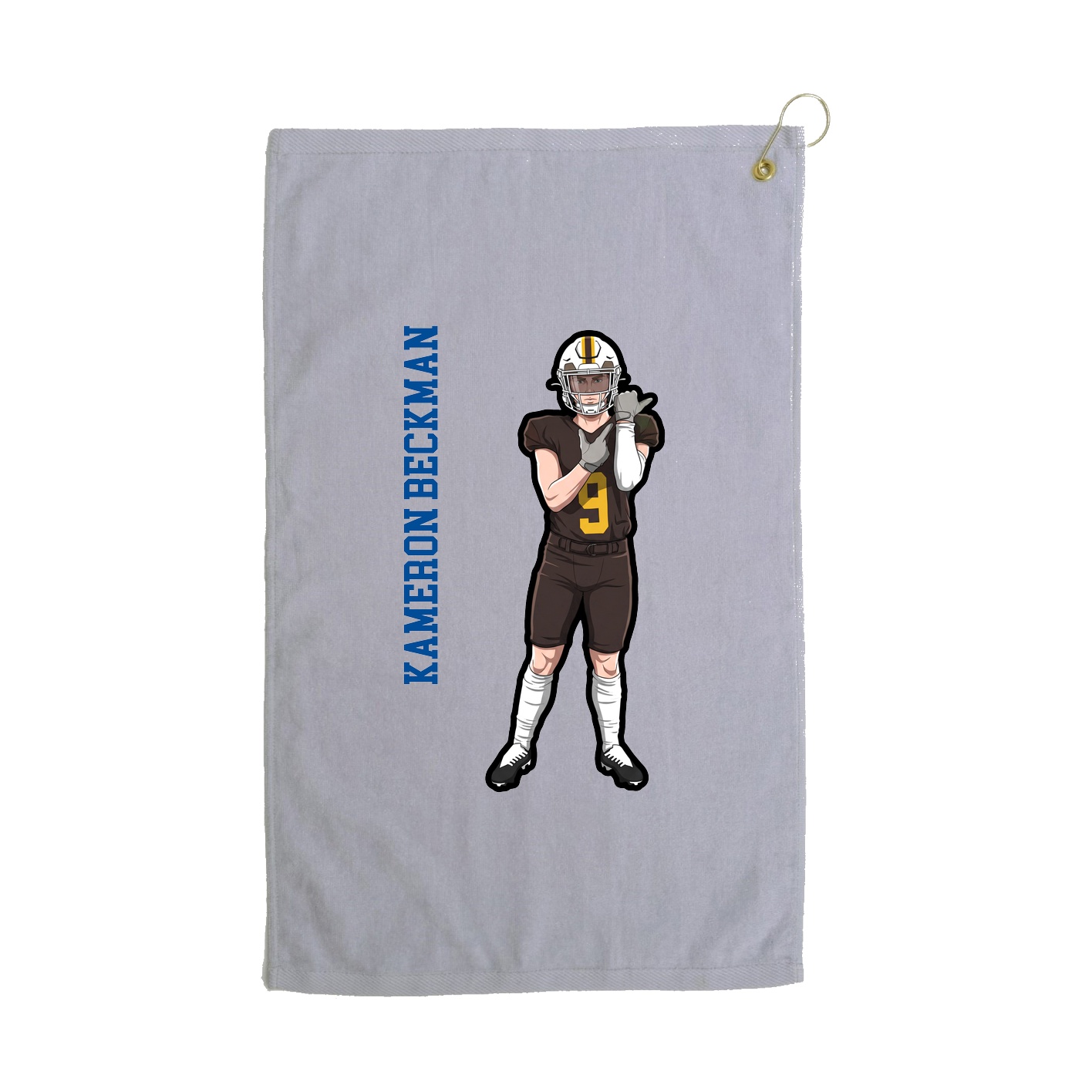 Golf Towel — Name Vertical in Grey