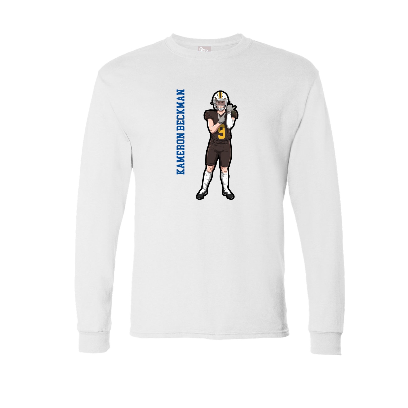 Long Sleeve Tee — Name Vertical in White