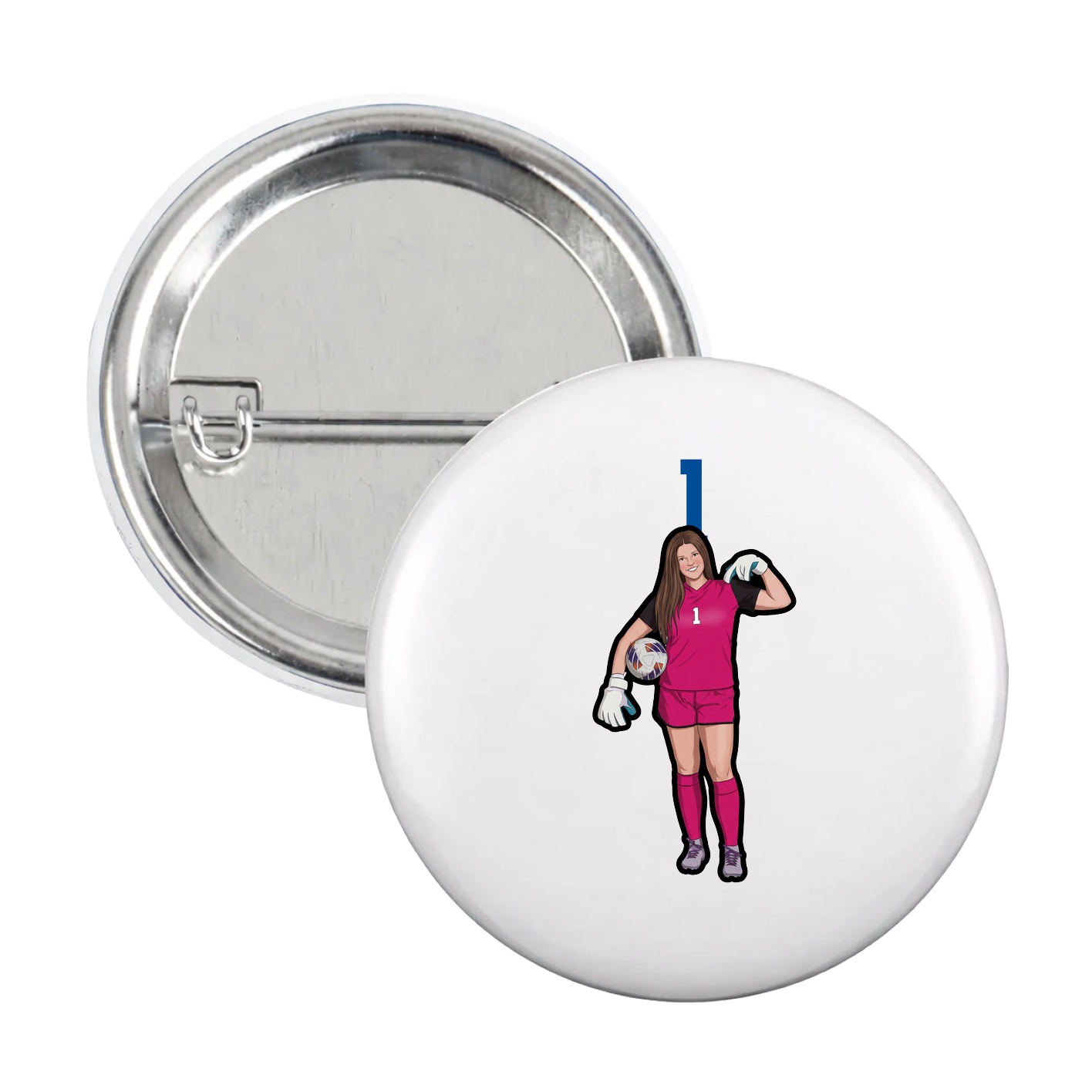 Game Day Button — Number Top in White
