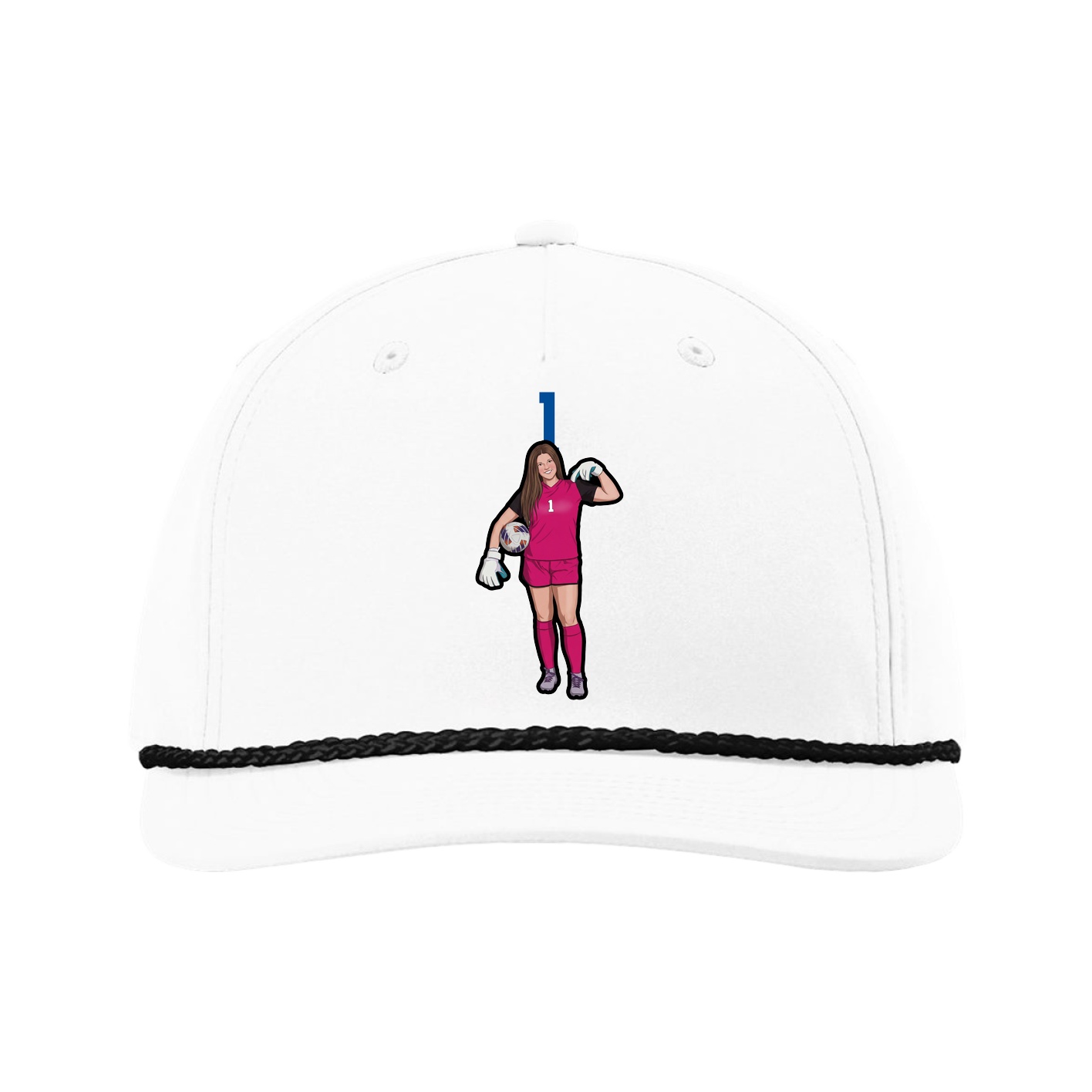 Five-Panel Classic Rope Cap — Number Top in White