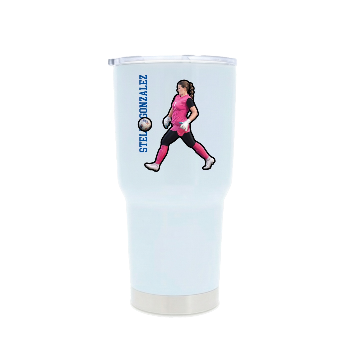 30oz Stainless Steel Tumbler — Name Vertical in White