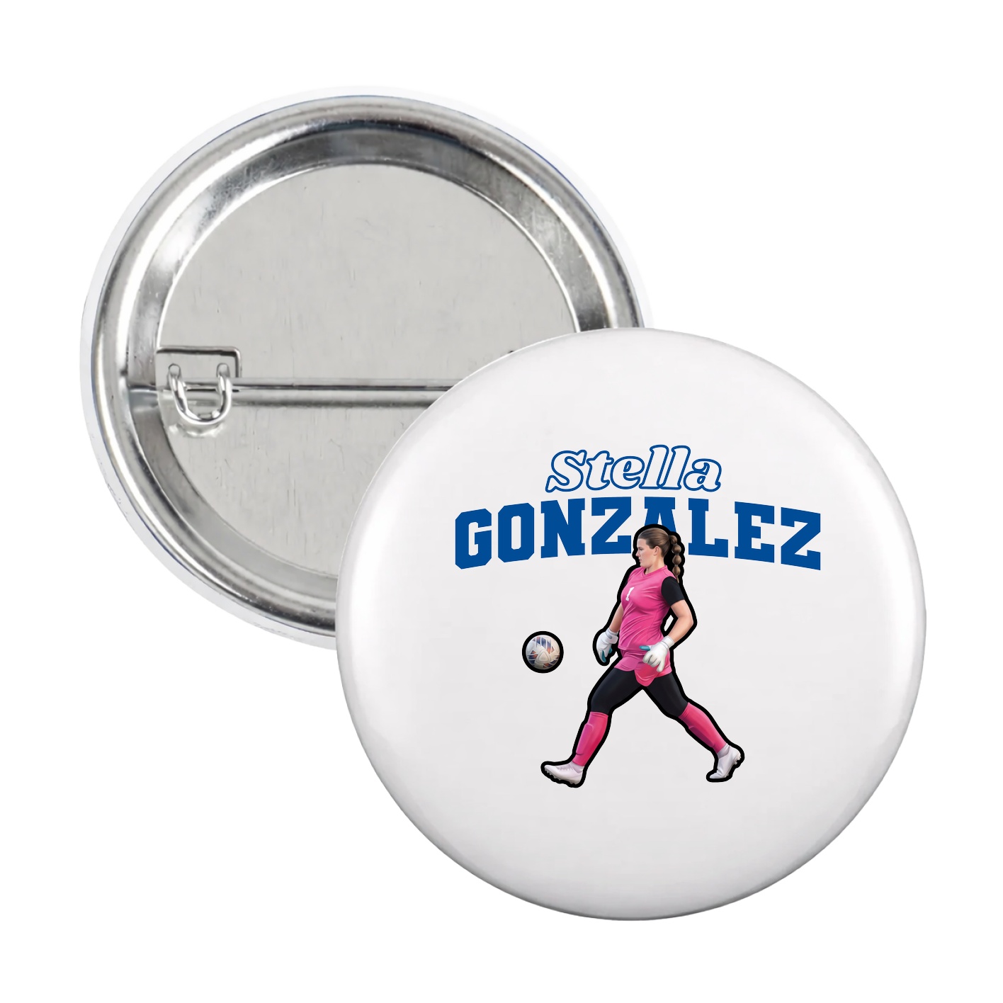 Game Day Button — Name Arch in White