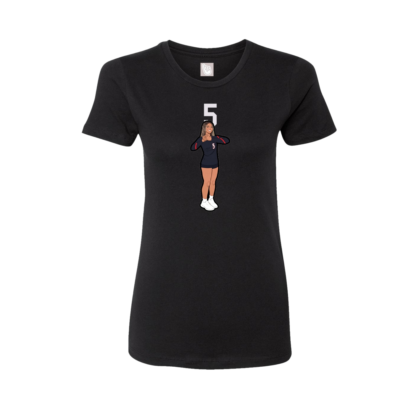 Fitted Women's Tee — Number Top in Black