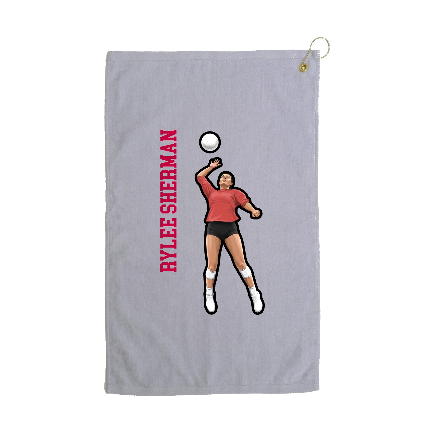Golf Towel — Name Vertical in Grey