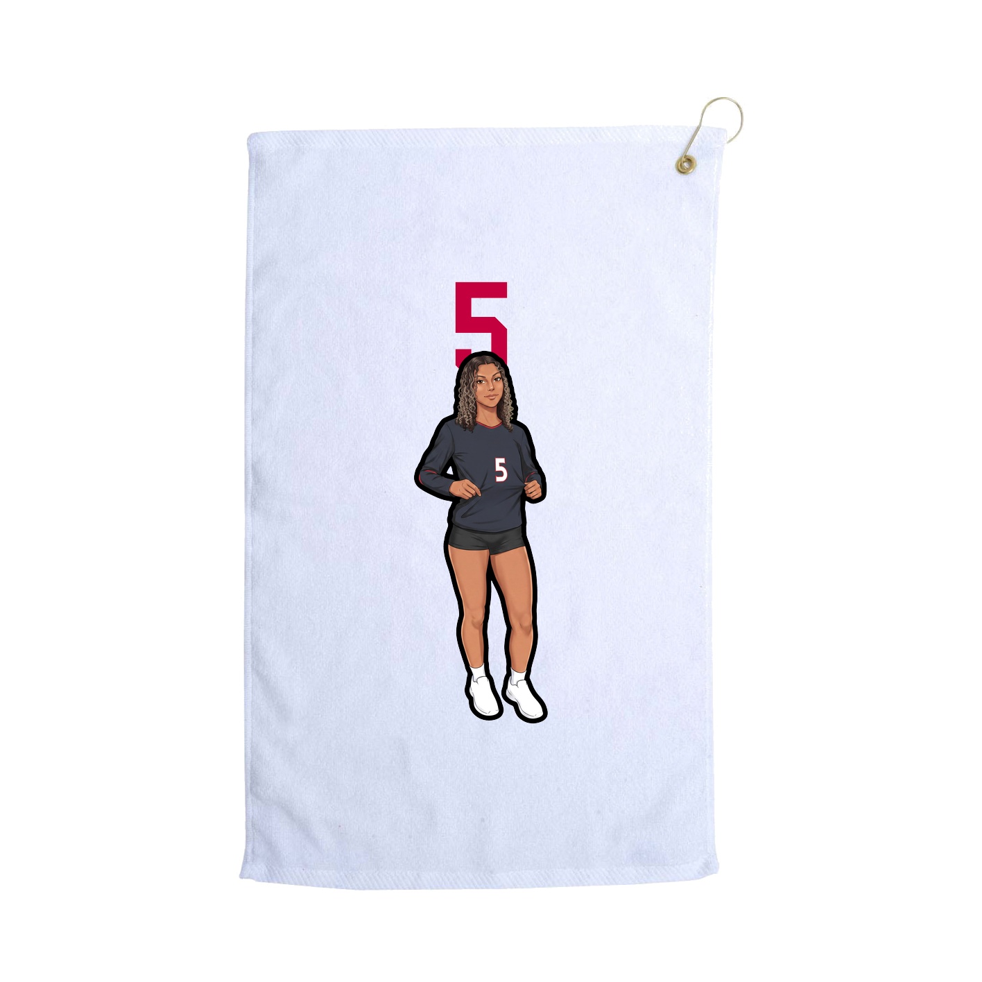Golf Towel — Number Top in White