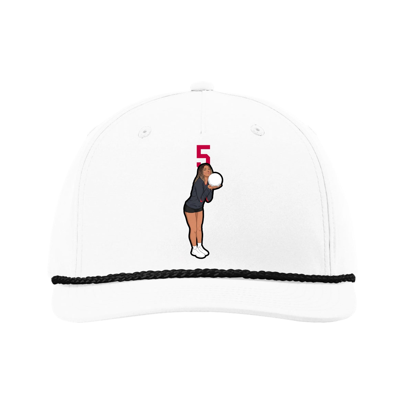 Five-Panel Classic Rope Cap — Number Top in White