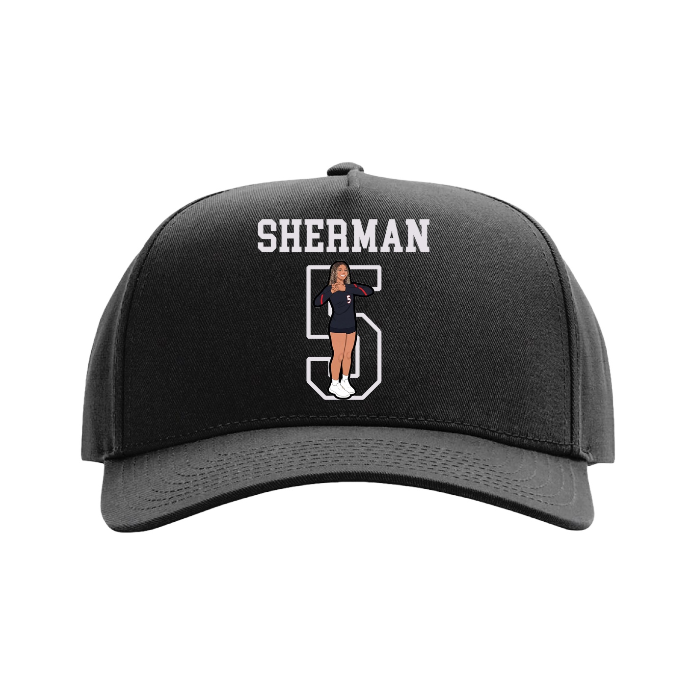 Full Fabric Five-Panel Champ Cap — Shirsey in Black