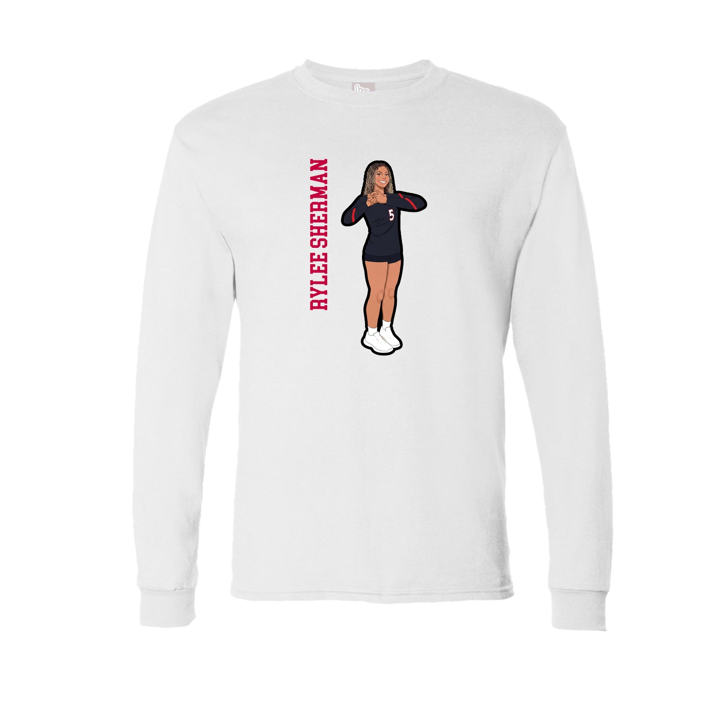 Long Sleeve Tee — Name Vertical in White