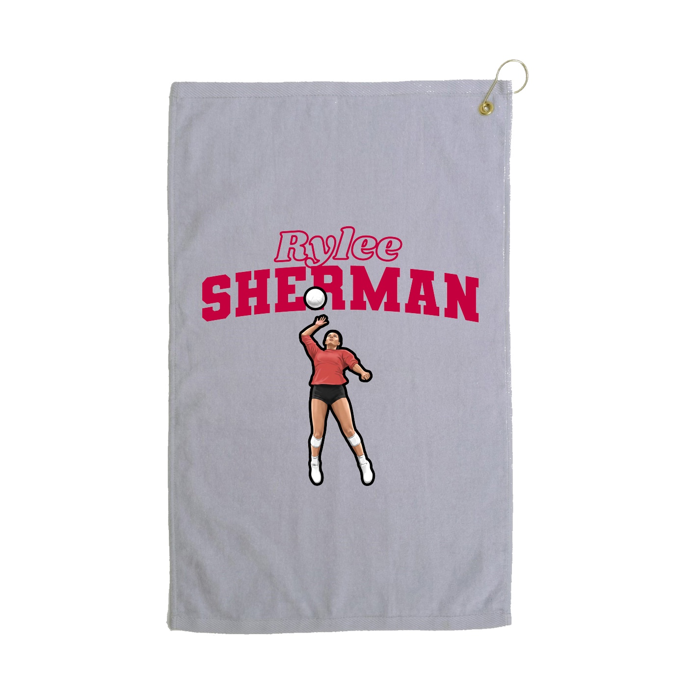 Golf Towel — Name Arch in Grey