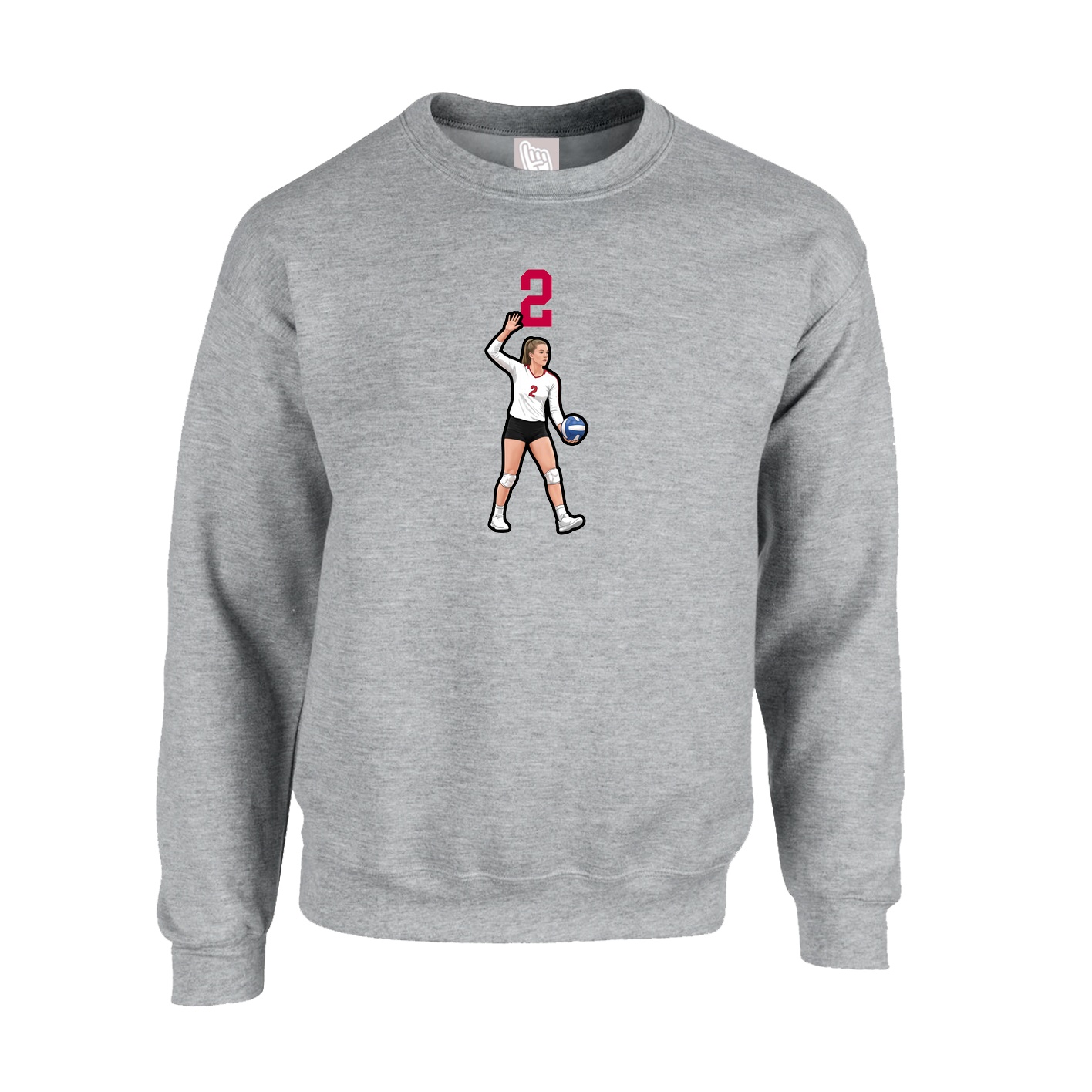 Fleece Crew — Number Top in Grey