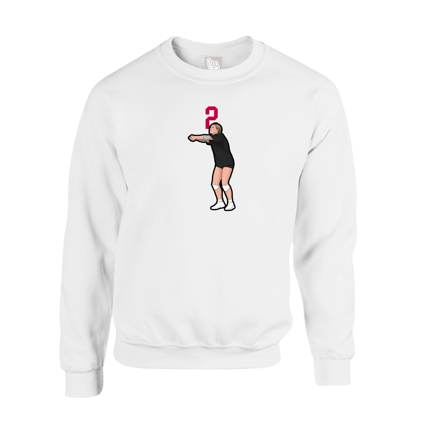 Fleece Crew — Number Top in White