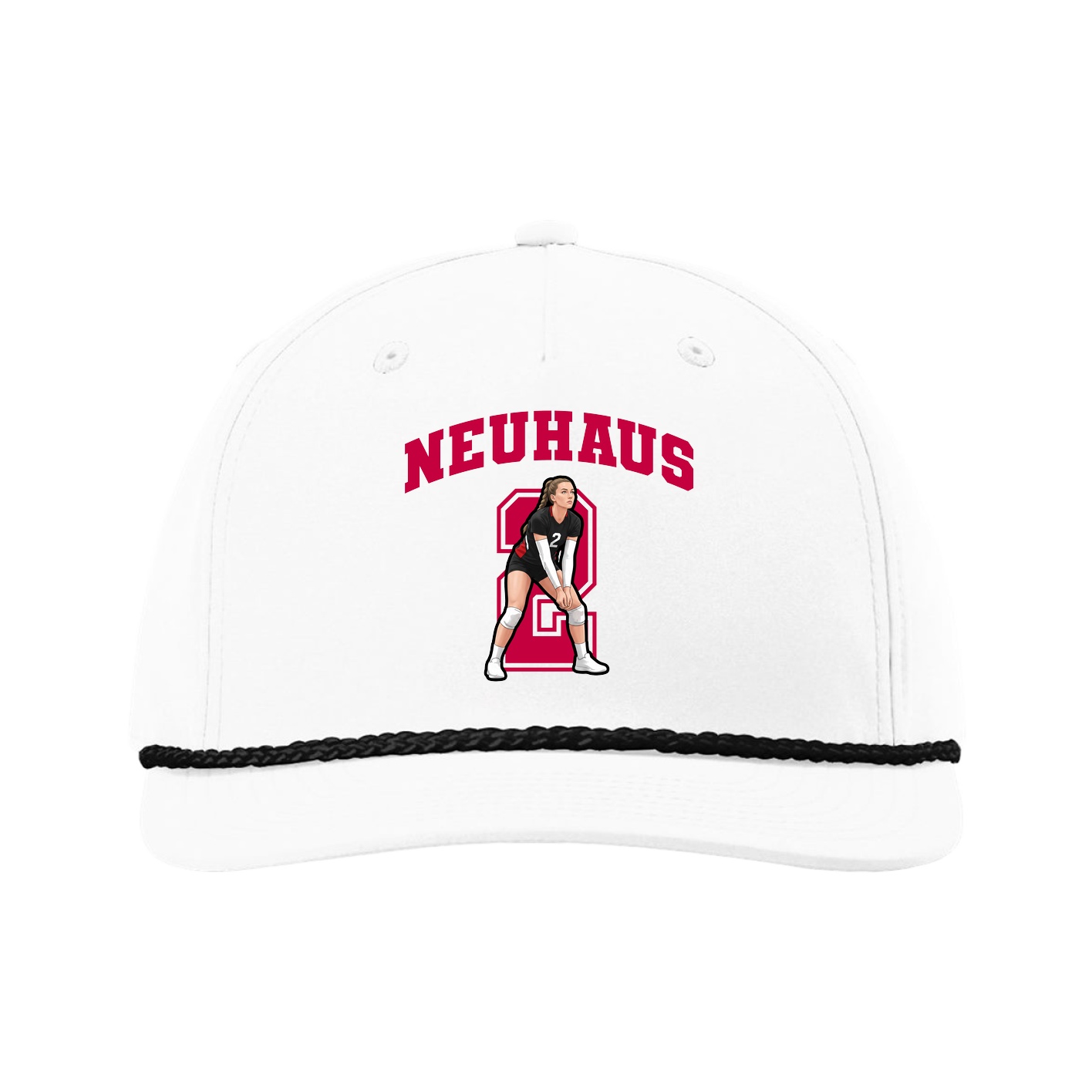 Five-Panel Classic Rope Cap — Number in White