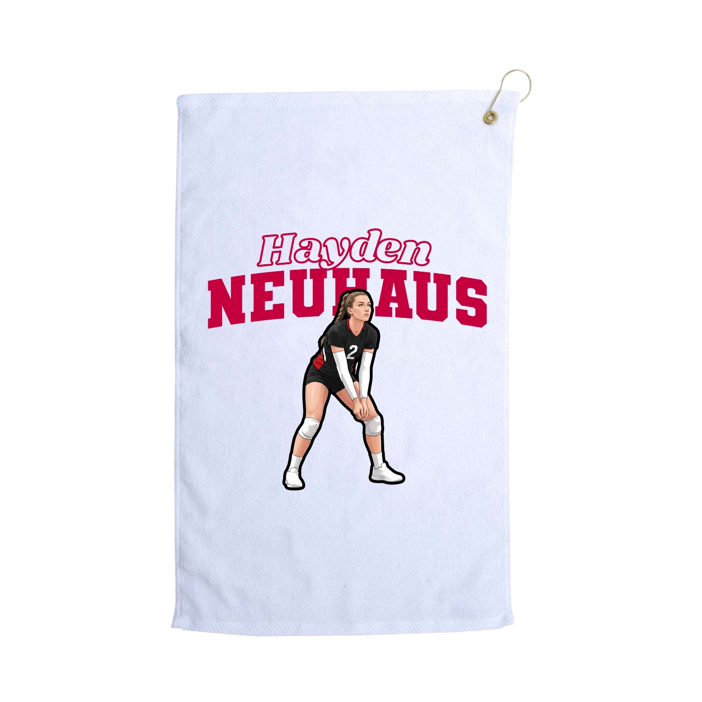 Golf Towel — Name Arch in White