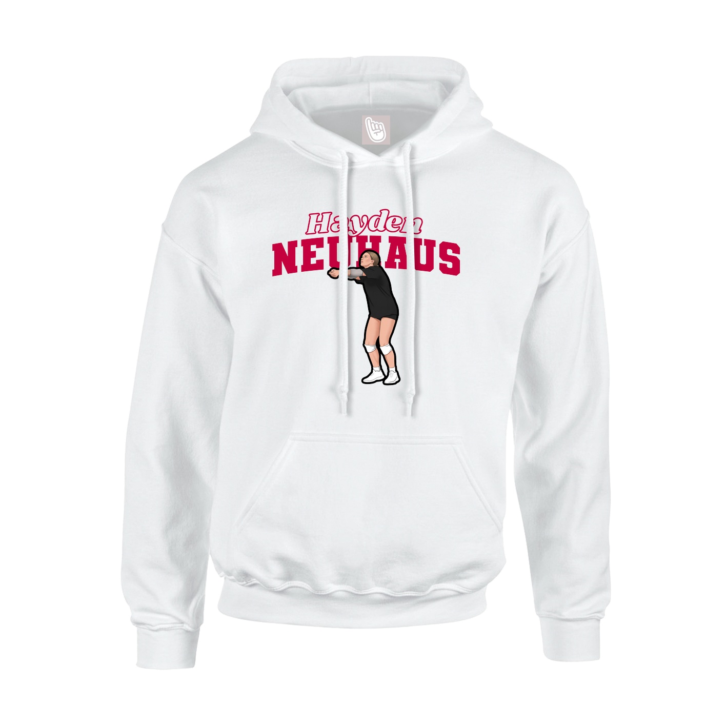 Youth Hoodie — Name Arch in White