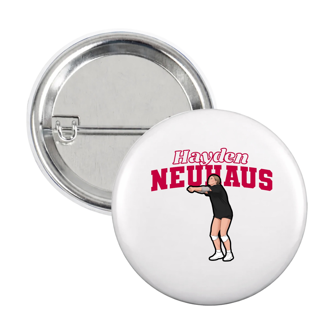 Game Day Button — Name Arch in White