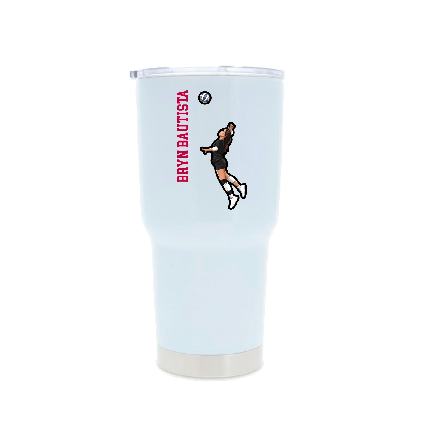 30oz Stainless Steel Tumbler — Name Vertical in White