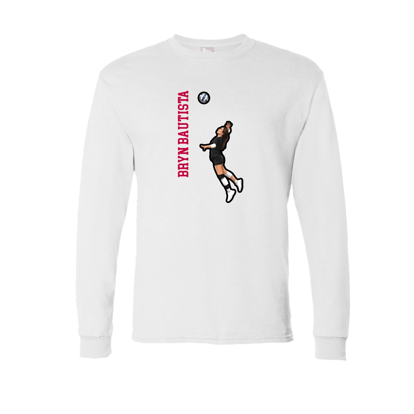 Long Sleeve Tee — Name Vertical in White