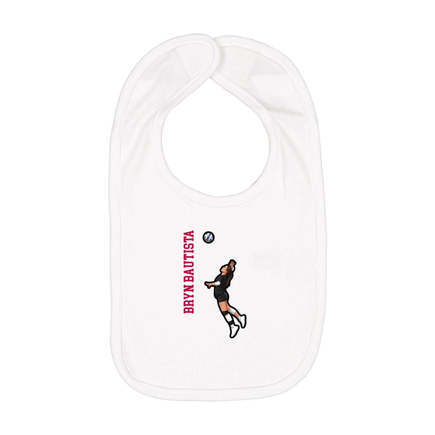 Infant Bib — Name Vertical in White