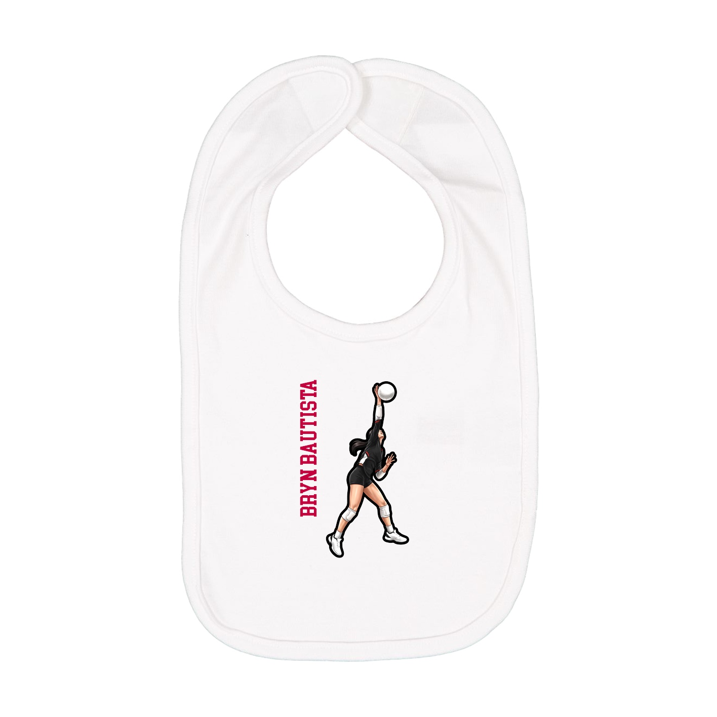 Infant Bib — Name Vertical in White