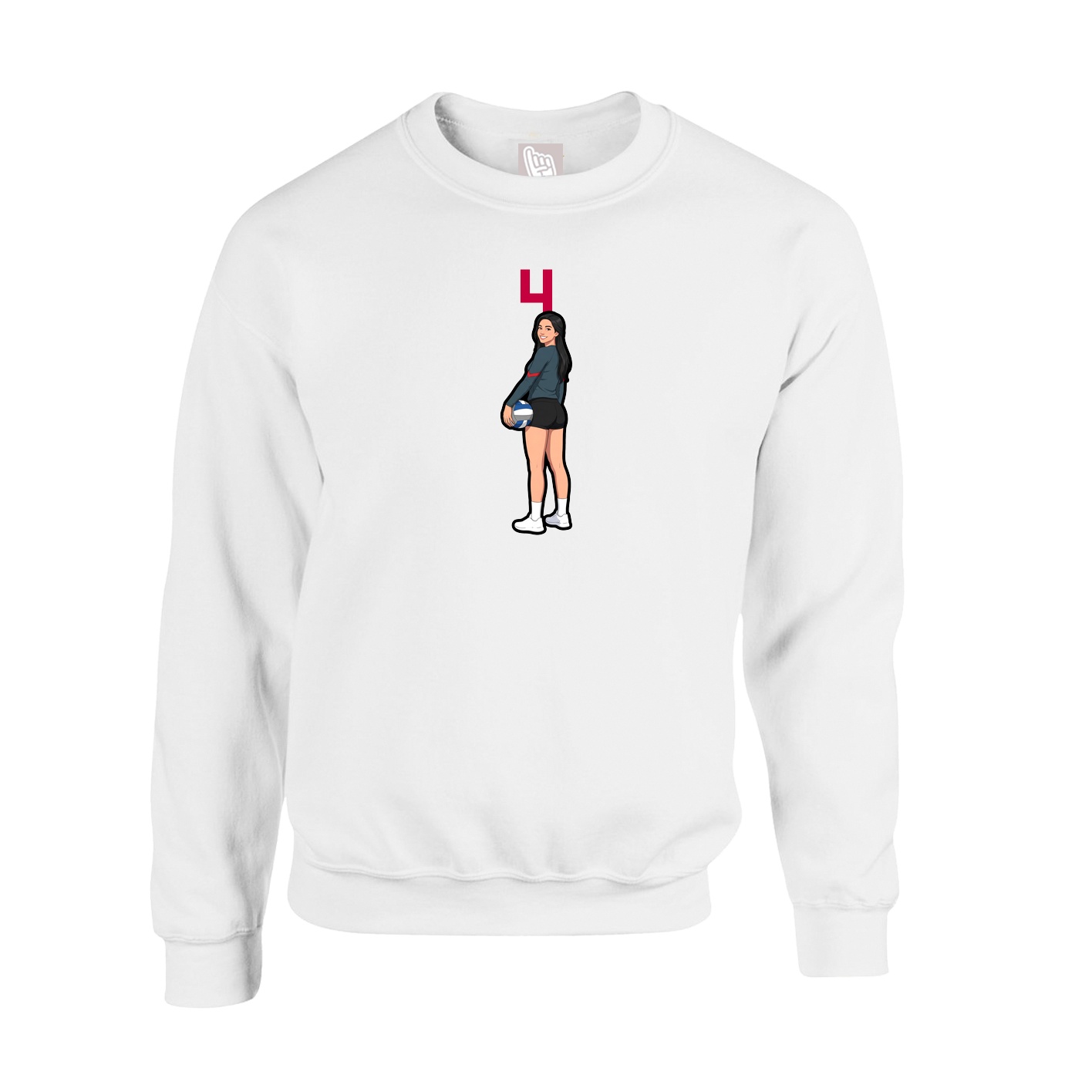 Fleece Crew — Number Top in White