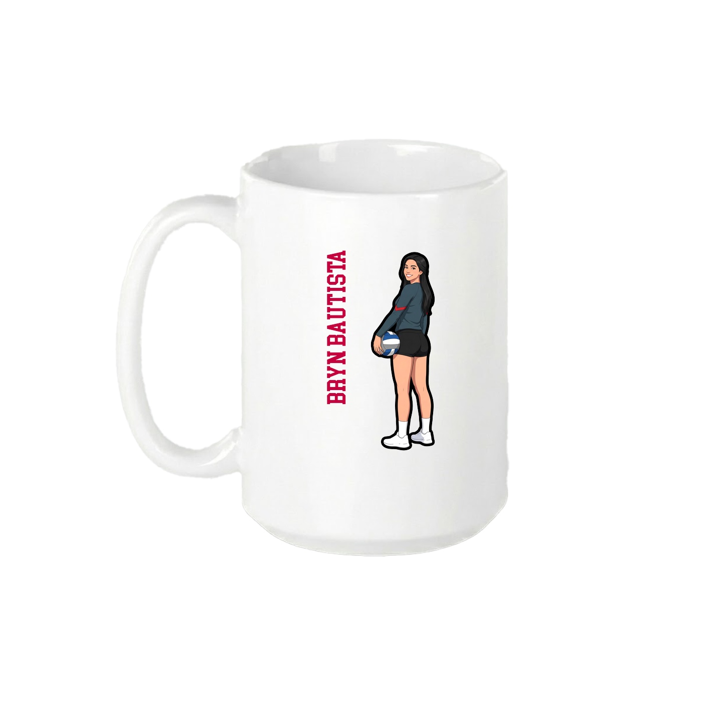 15oz Coffee Mug — Name Vertical in White