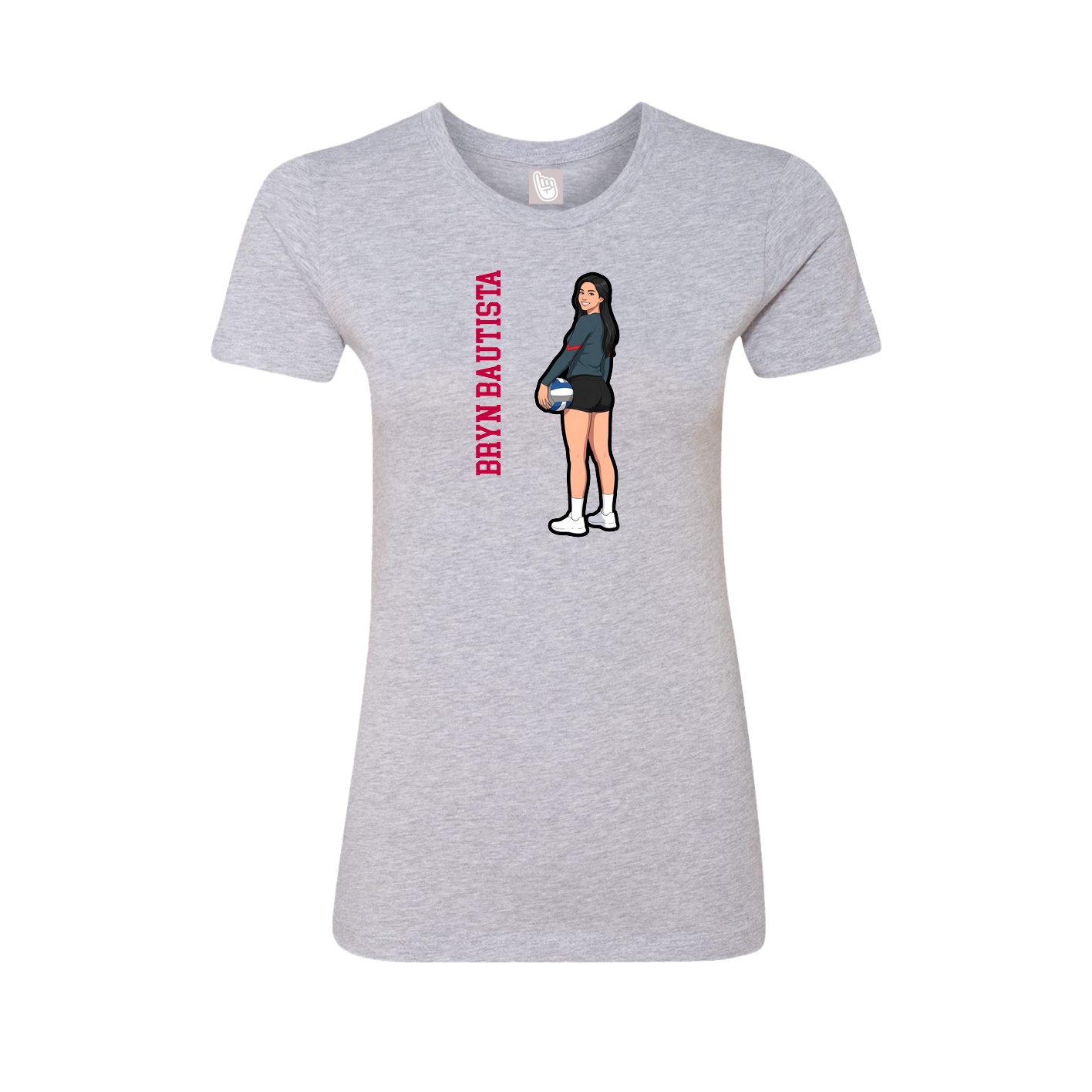 Womens Tee — Name Vertical in Grey