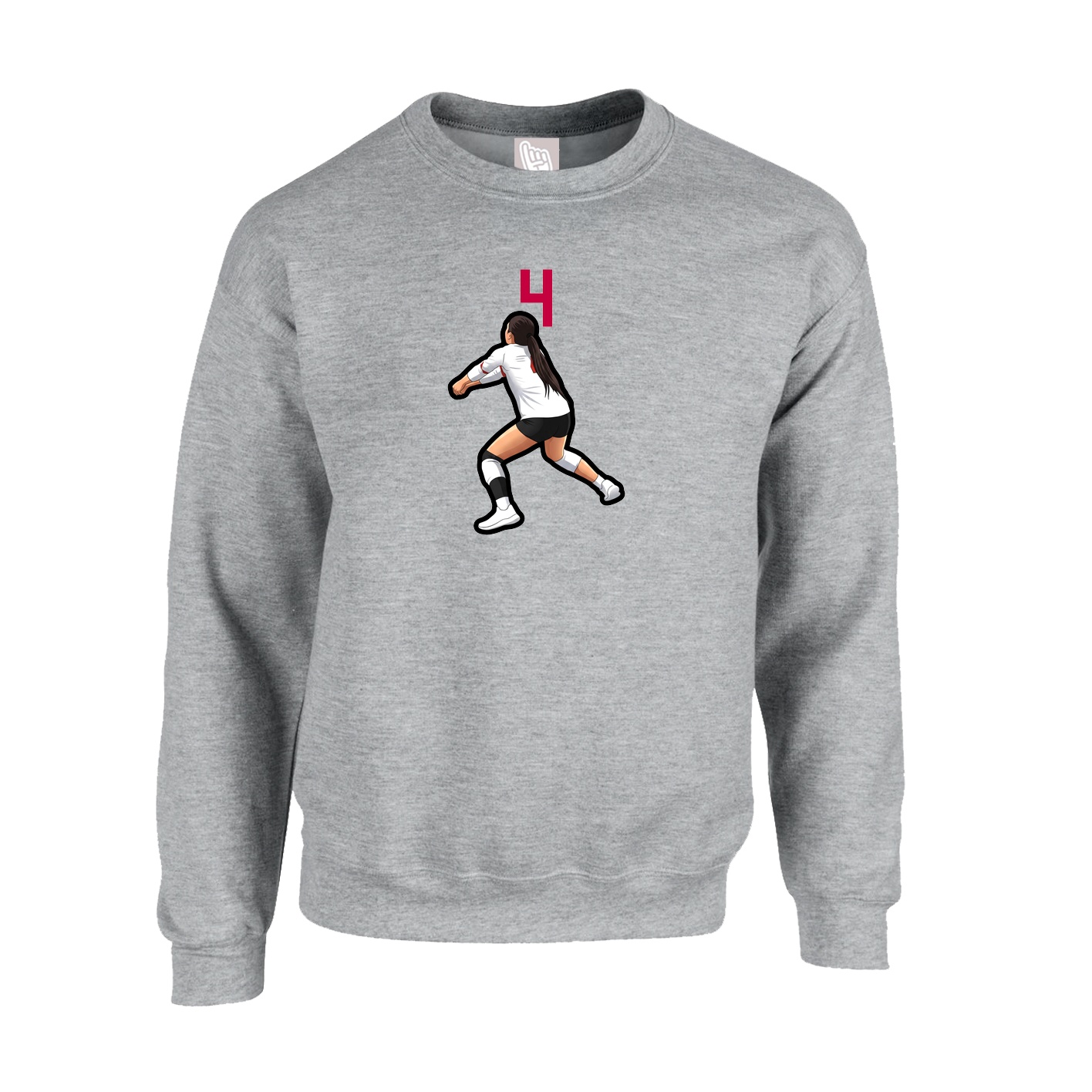 Fleece Crew — Number Top in Grey
