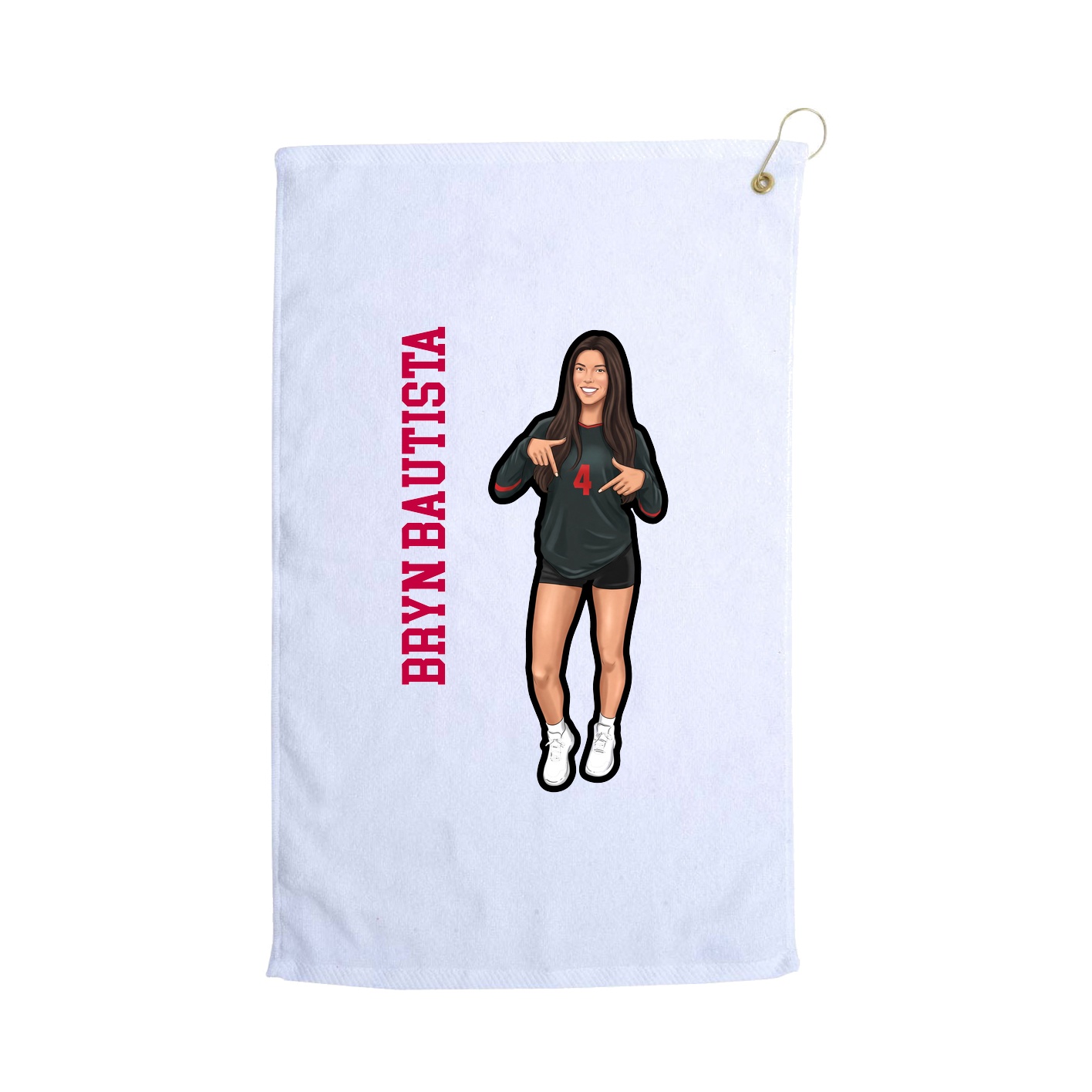 Golf Towel — Name Vertical in White