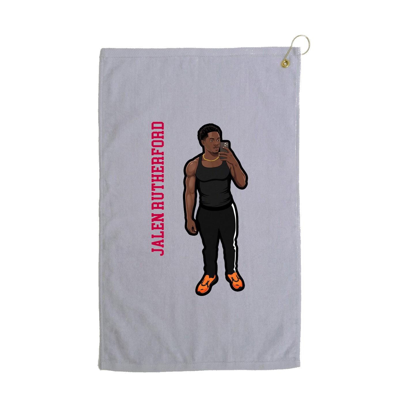 Golf Towel — Name Vertical in Grey