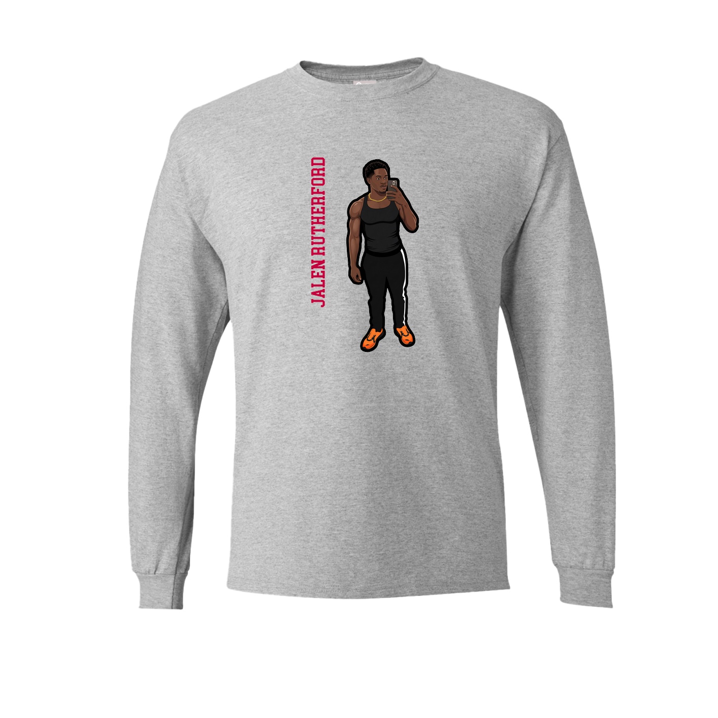 Long Sleeve Tee — Name Vertical in Grey
