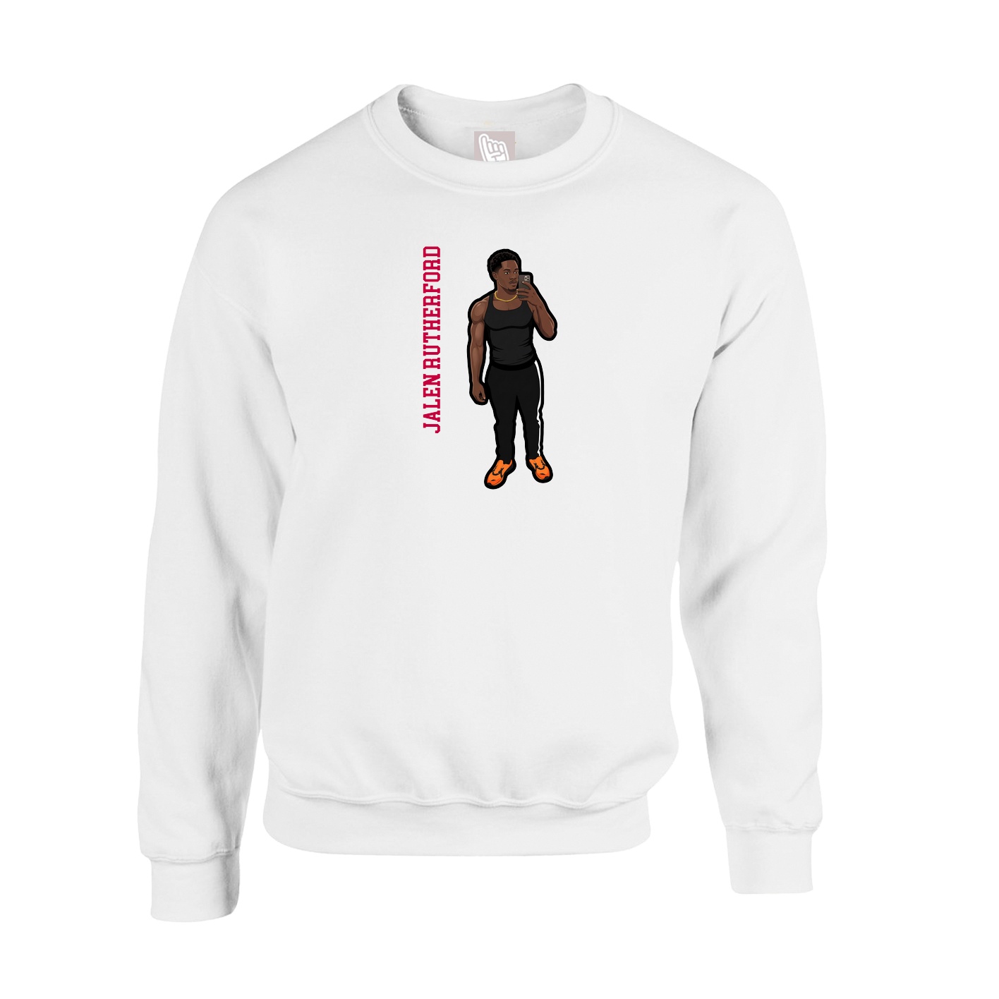 Fleece Crew — Name Vertical in White