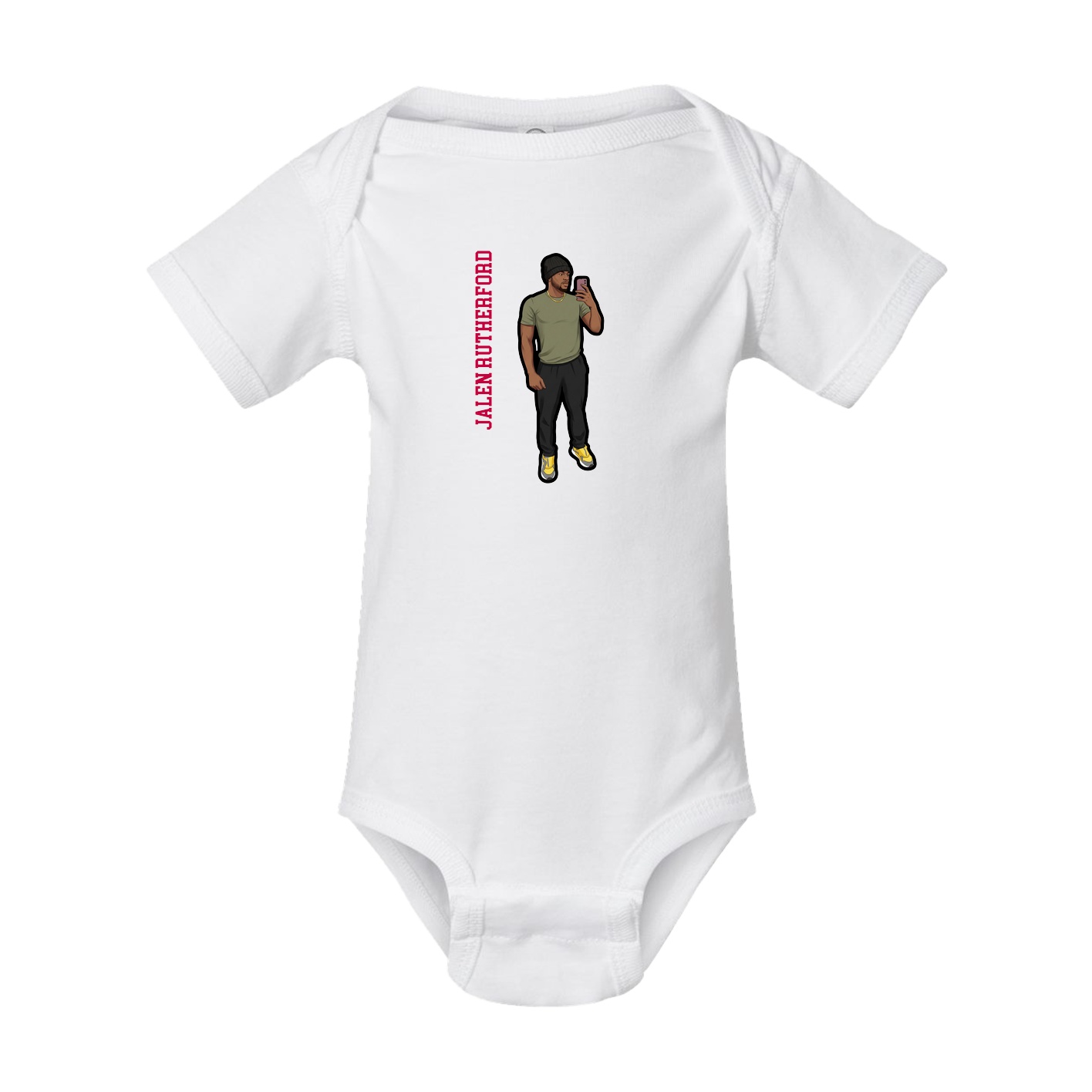 Baby Onesie — Name Vertical in White