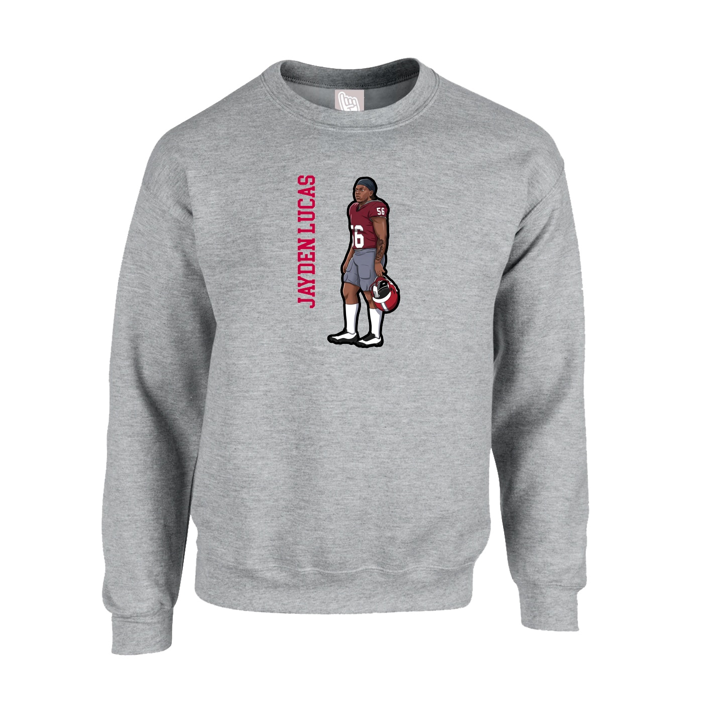 Fleece Crew — Name Vertical in Grey