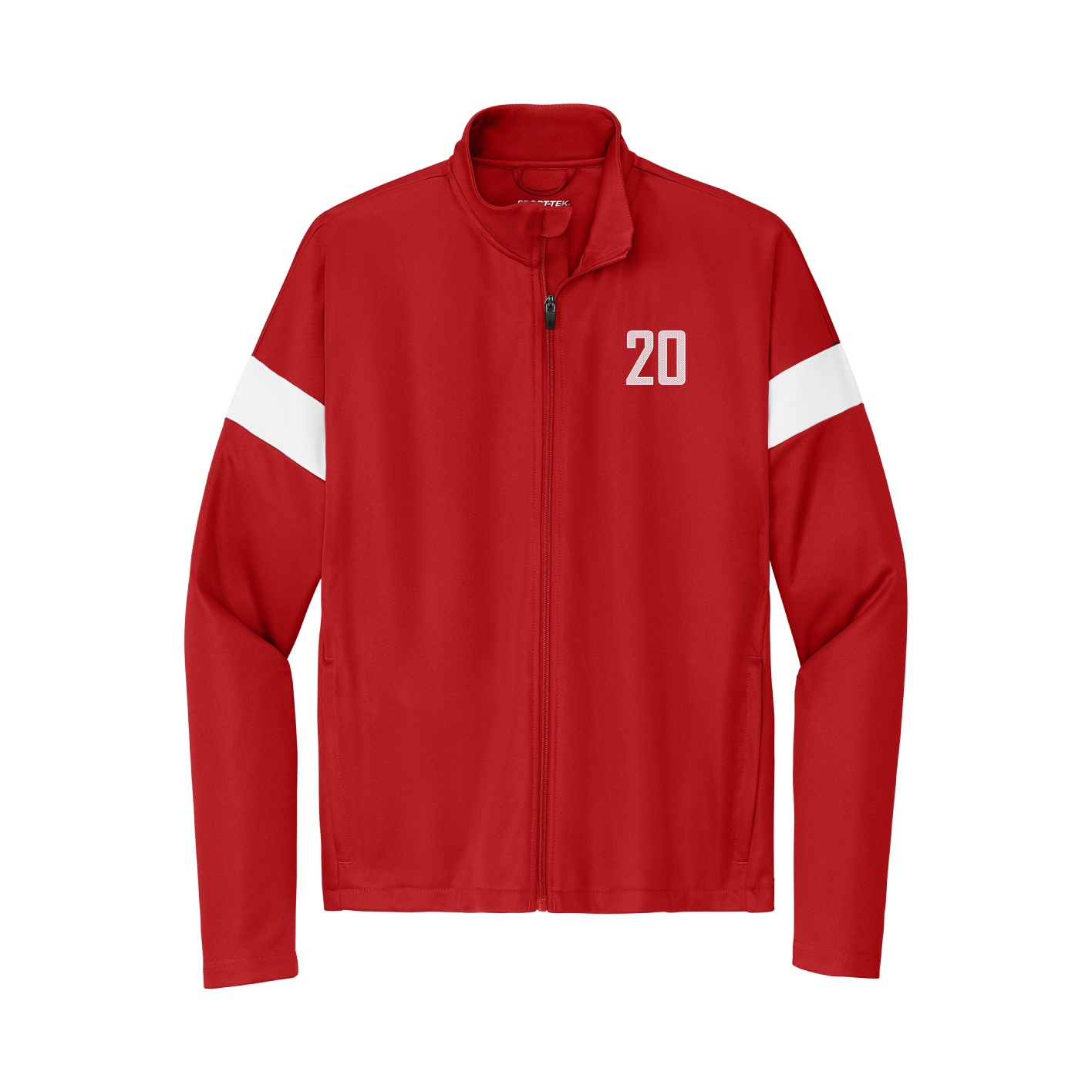 Team Travel Full-Zip Jacket — Front Shirsy in Cardinal/White