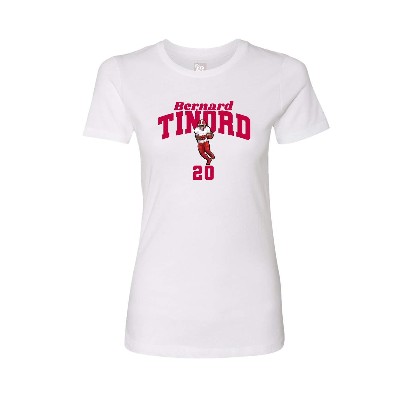 Fitted Women's Tee — Signature Arch in White