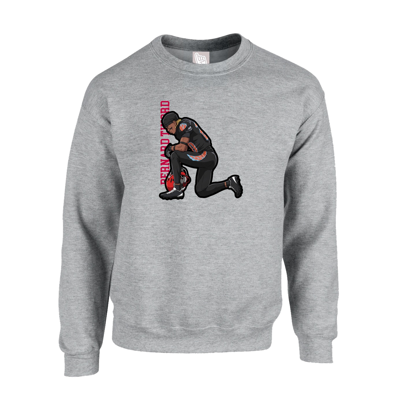 Fleece Crew — Name Vertical in Grey
