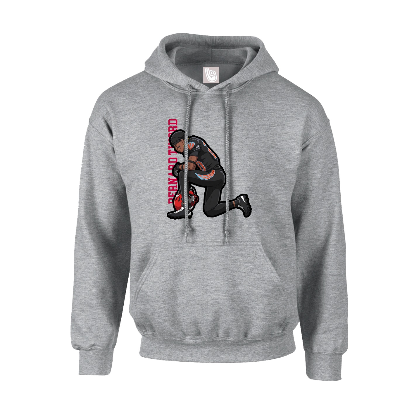 Youth Hoodie — Name Vertical in Grey