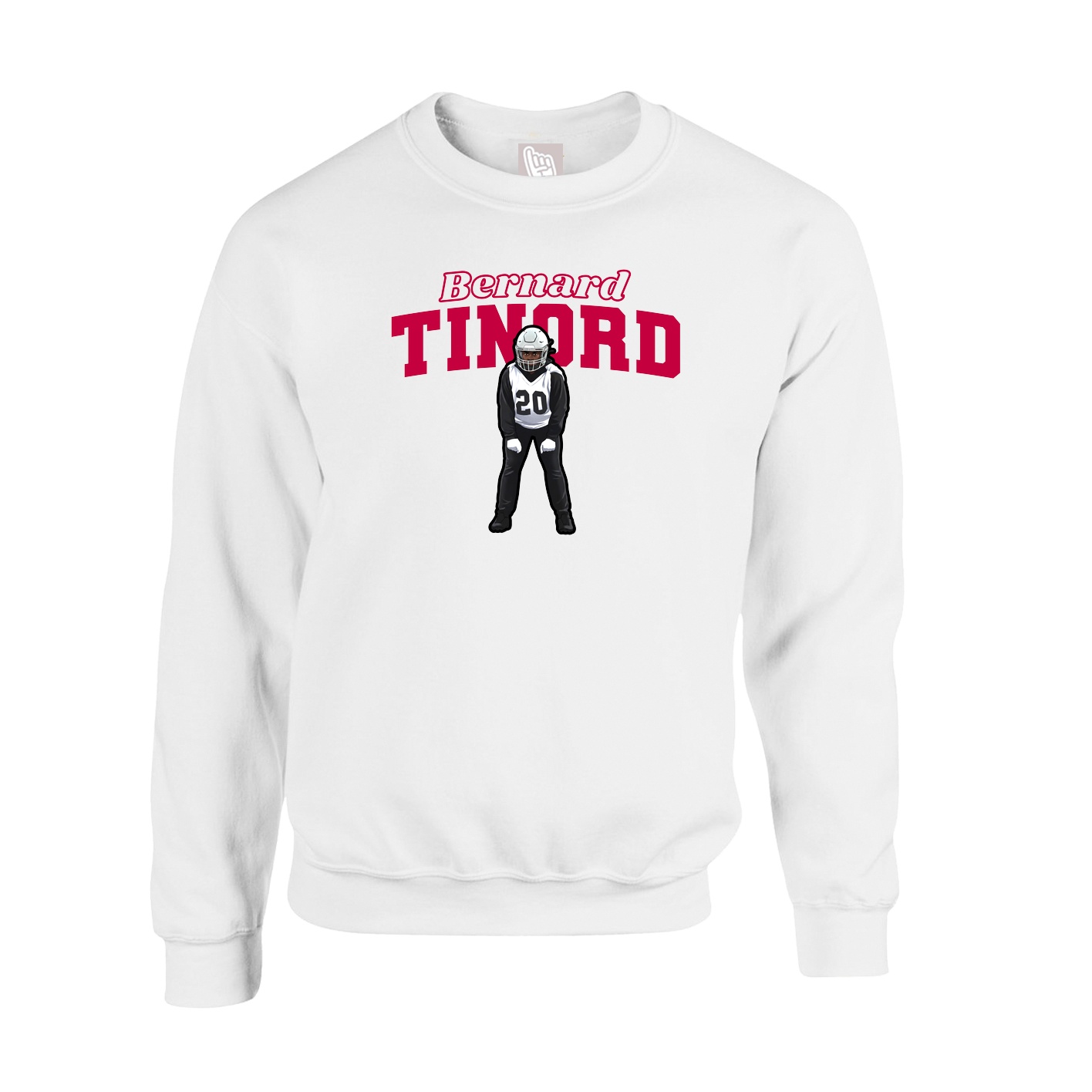 Fleece Crew — Name Arch in White