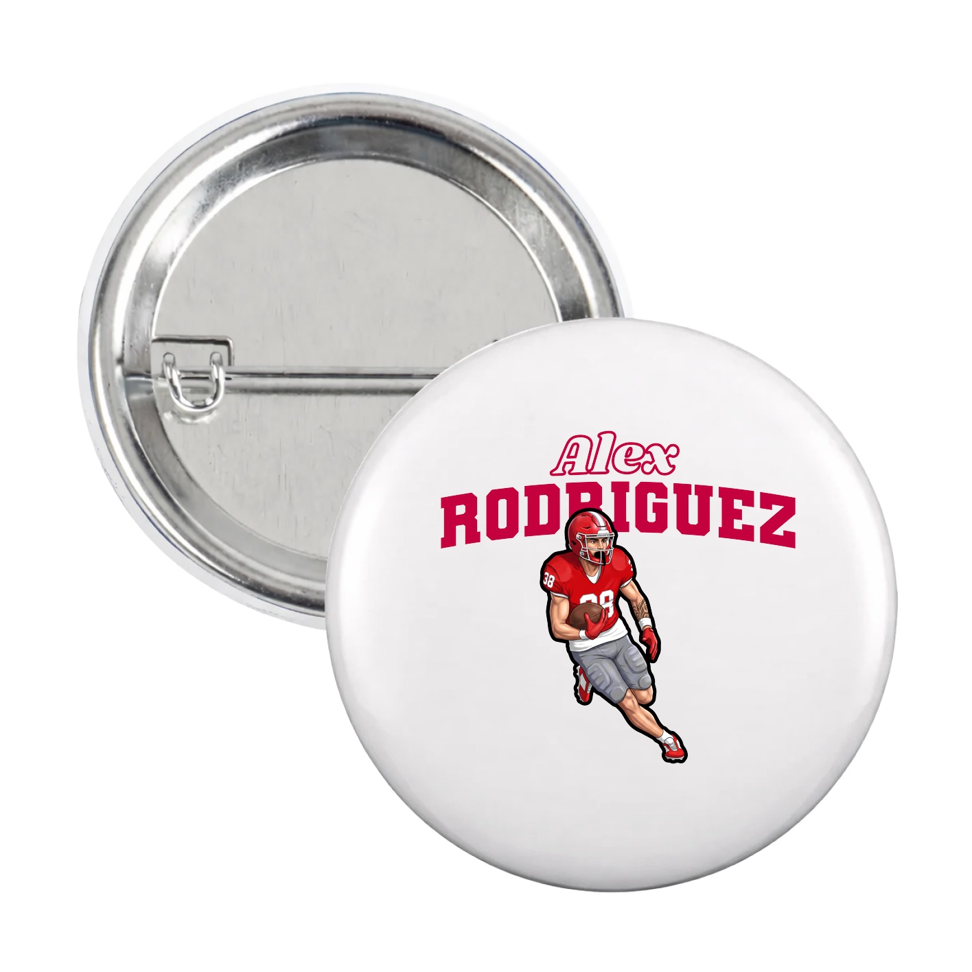 Game Day Button — Name Arch in White