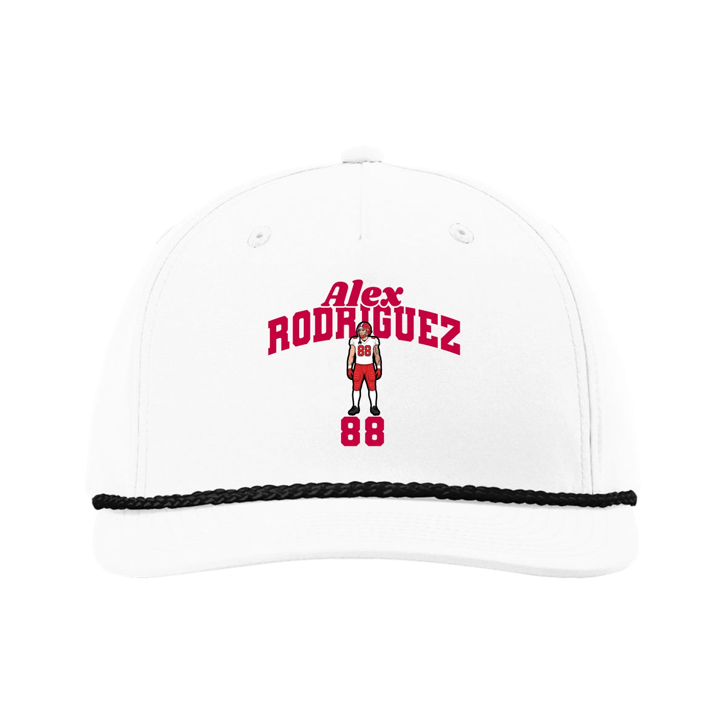 Five-Panel Classic Rope Cap — Signature Arch in White