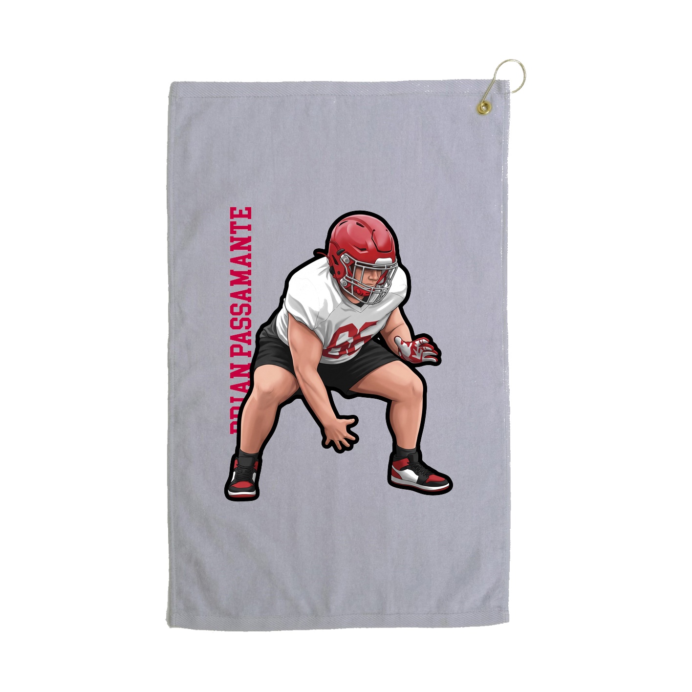 Golf Towel — Name Vertical in Grey