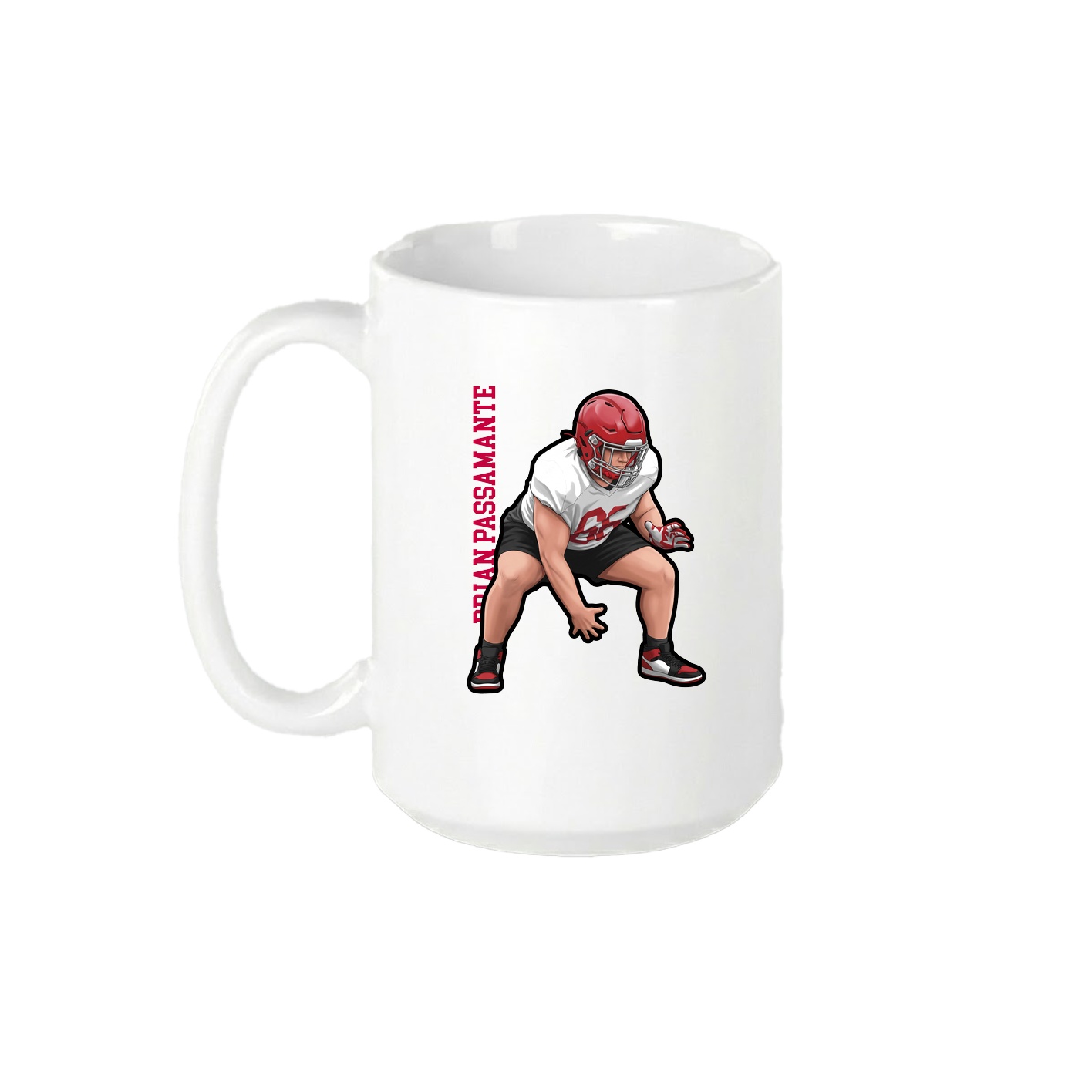 15oz Coffee Mug — Name Vertical in White