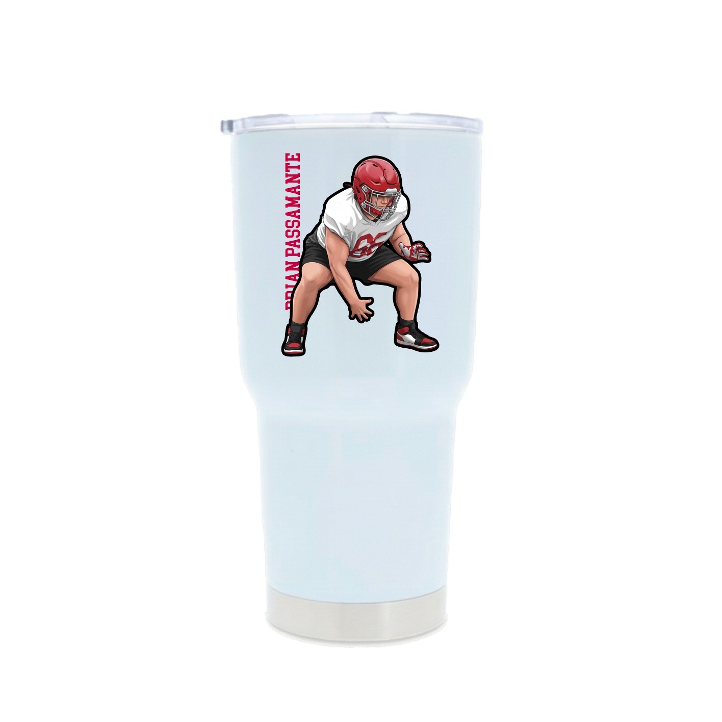 30oz Stainless Steel Tumbler — Name Vertical in White