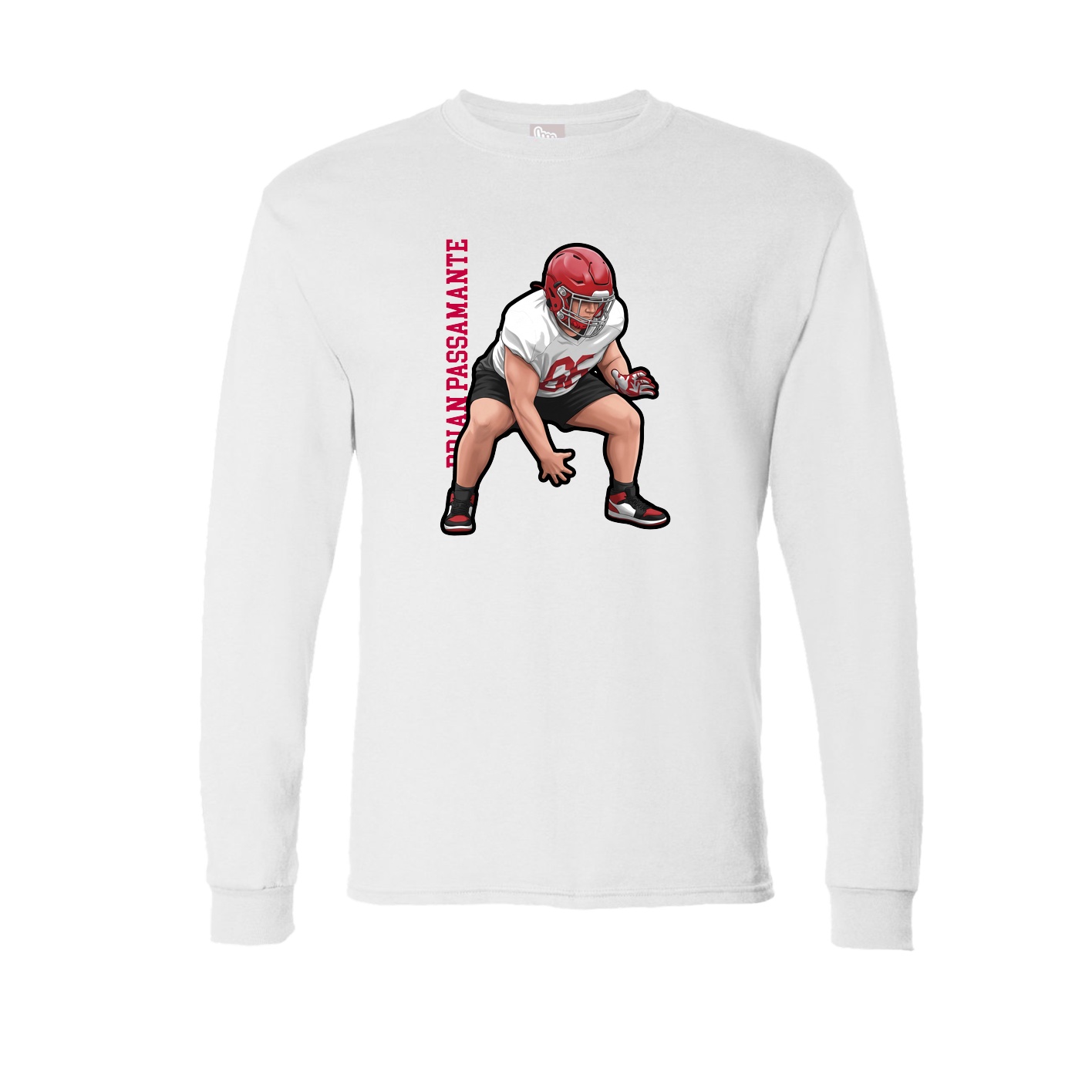 Long Sleeve Tee — Name Vertical in White