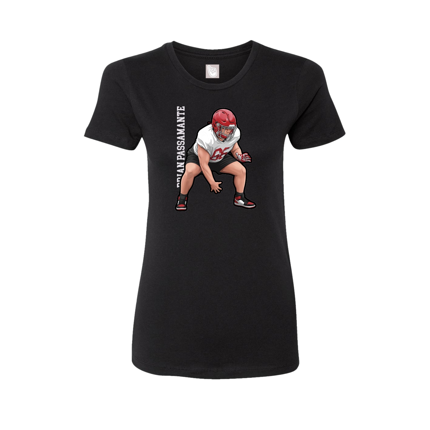 Fitted Women's Tee — Name Vertical in Black