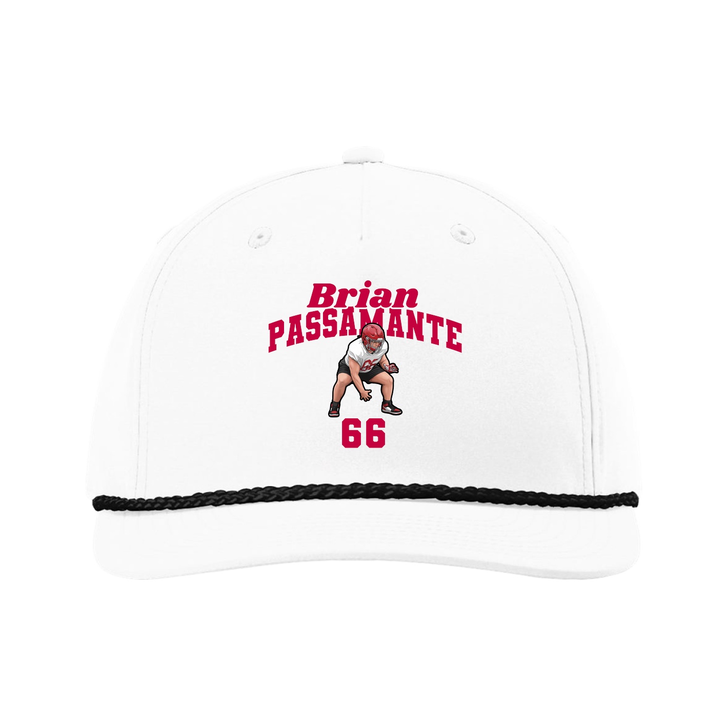Five-Panel Classic Rope Cap — Signature Arch in White