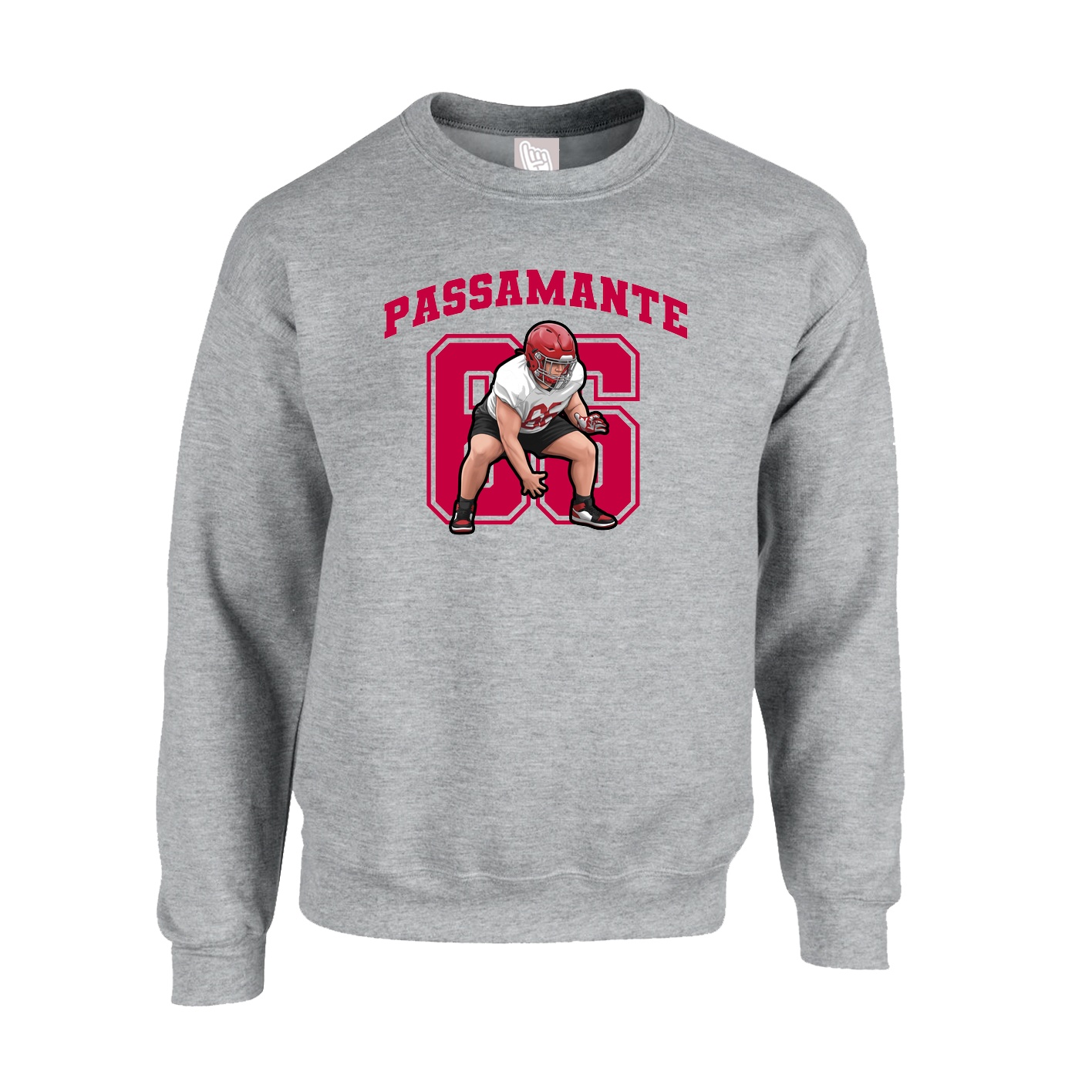 Fleece Crew — Number in Grey