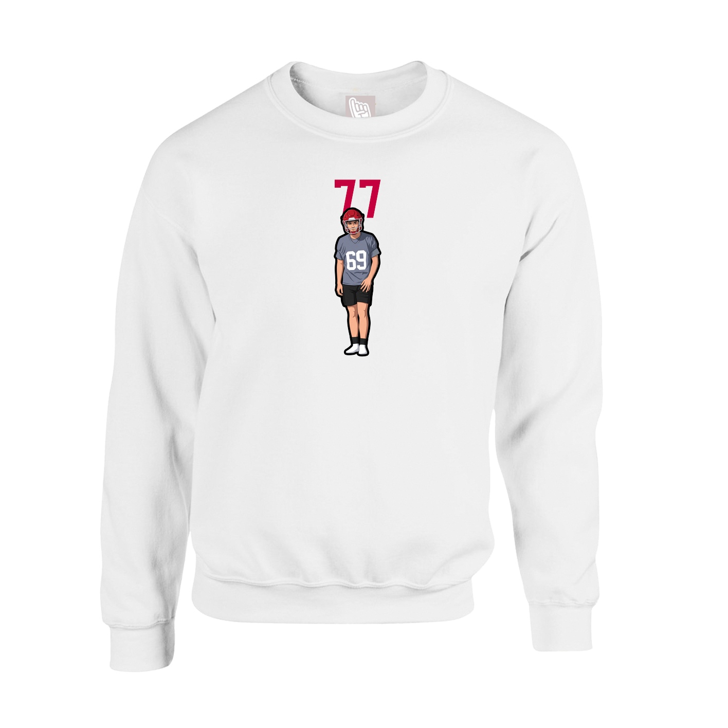 Fleece Crew — Number Top in White